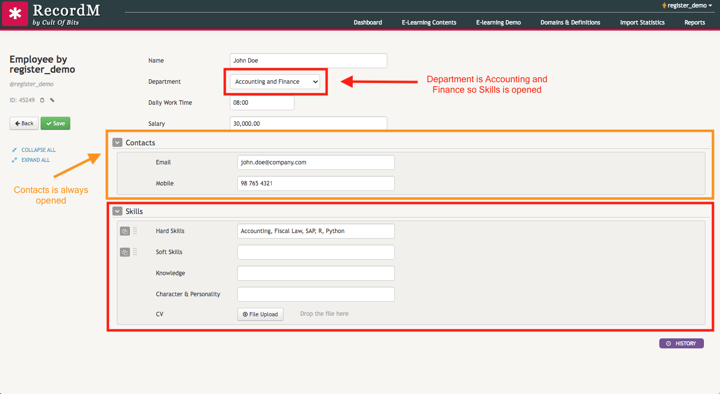 expanded Automatically Expanded Fields Learning CoB